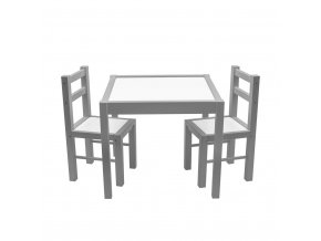 Detský drevený stôl so stoličkami Drewex sivý