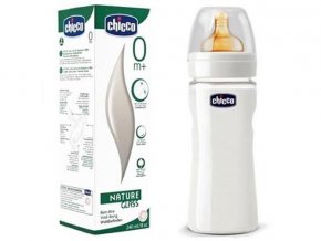 Dojčenská fľaša Chicco Nature Glass - SKLO 240 ml kaučuk