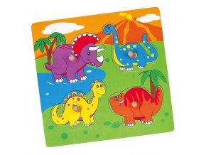 Drevené puzzle s úchytmi pre najmenších Viga Dino