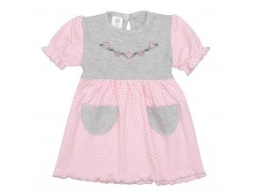 Dojčenské šatôčky s krátkym rukávom New Baby Summer dress ružovo-sivé