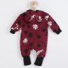 Dojčenský bavlnený overal s kapucňou a uškami New Baby labka tmavo ružový