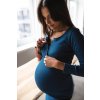Tehotenské a dojčiace šaty rebrované Tummy milk & love tyrkysová