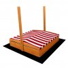 Detské drevené pieskovisko so strieškou Baby Mix 120x120 cm červeno-biele