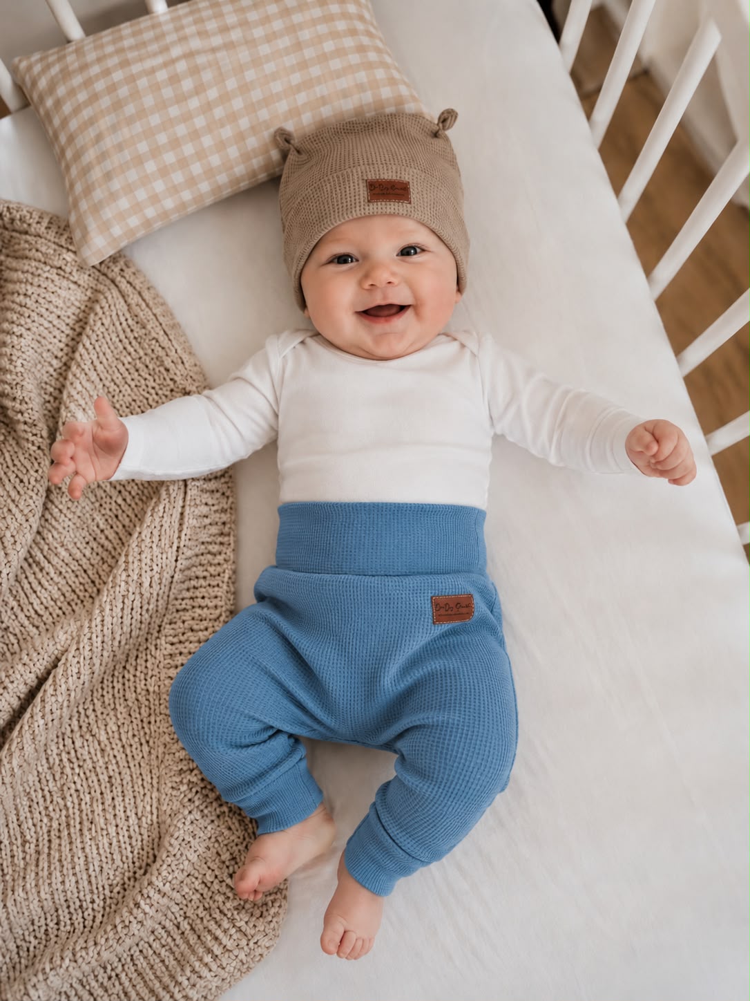 Dětské baggy tepláčky z organické vaflové bavlny Baby-Smile