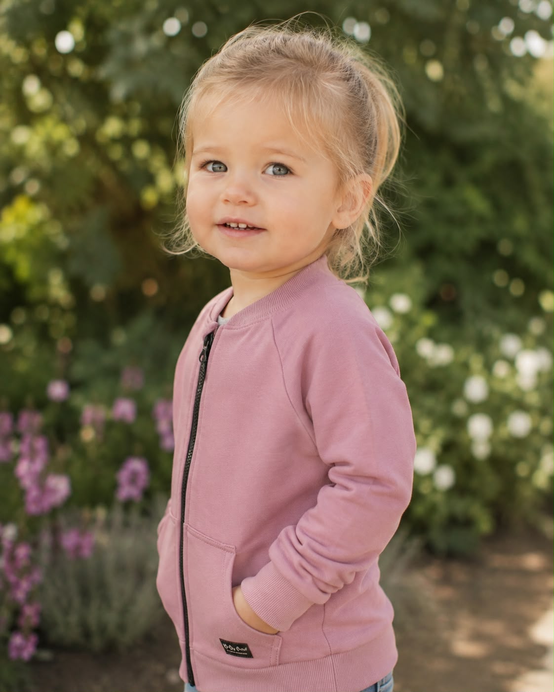 Detail dětské zateplené mikiny na zip bez kapuce Baby-Smile