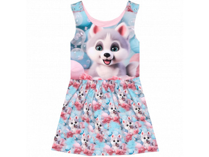 Laclové šatičky - Pejsek Husky s panelem