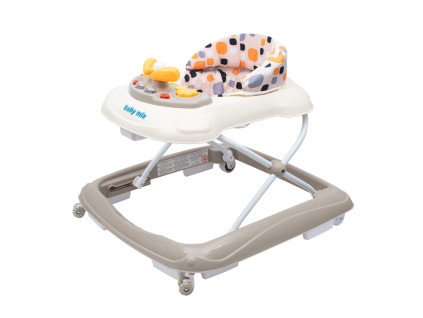 Dětské chodítko Baby Mix s volantem a silikonovými kolečky beige