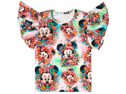 Tričko s volánky - Minnie kytičky - skladem