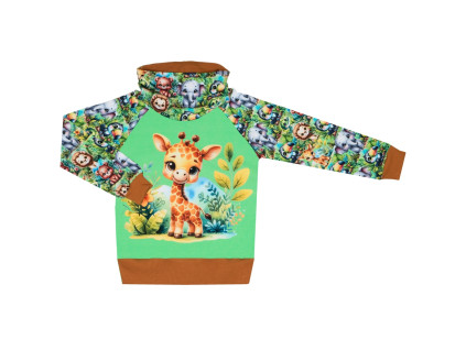 Mikina se stojáčkem  - ZOO s žirafkou