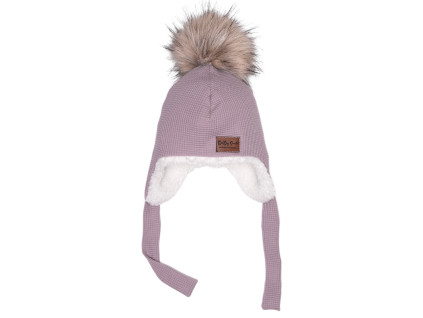 Ušanka VAFLE - Světle fialová s beránkem