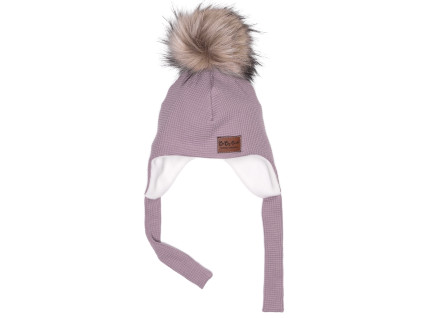 Ušanka VAFLE - Světle fialová s fleecem