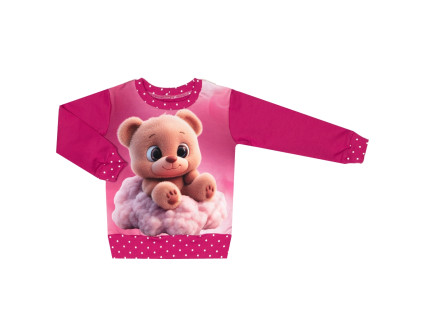 Mikina bez kapuce - Puntík fuchsie - medvídek