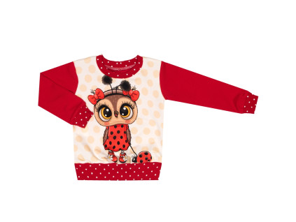 Mikina bez kapuce - Puntík červená - sovička