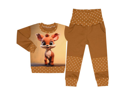 Tepláková souprava - Puntík hnědá - srneček (bez kapuce)