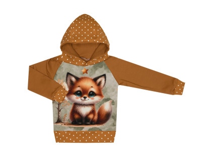 Mikina s kapucí - Puntík hnědý - lištička