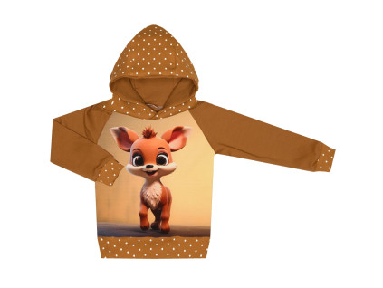 Mikina s kapucí - Puntík hnědý - srneček
