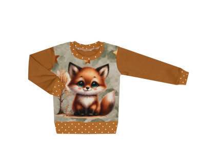 Mikina bez kapuce - Puntík hnědá - lištička