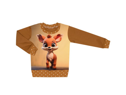 Mikina bez kapuce - Puntík hnědá - srneček