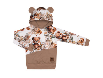 Mikina s kapucí - Medvídek s kytičkou