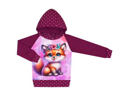 Mikina s kapucí - Puntík borůvka - lištička