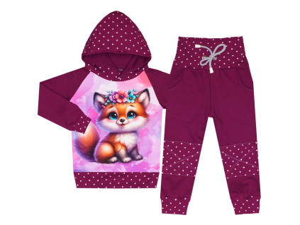 Tepláková souprava - Puntík borůvka - lištička (kapuca)