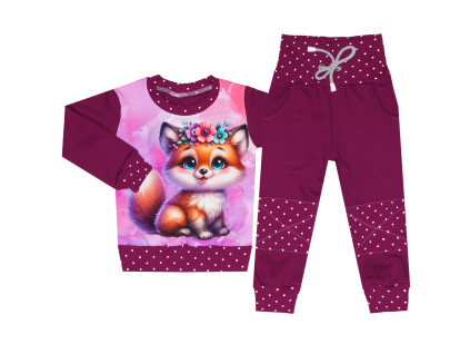 Tepláková souprava - Puntík borůvka - lištička (bez kapuce)