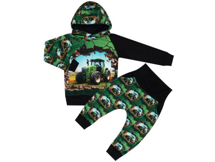 Tepláková souprava - Traktory zelené (kapuca)