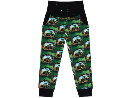 Tepláčky s kapsou - Traktory zelené