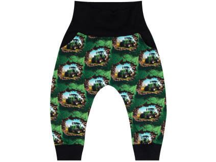 Tepláčky Baggy - Traktory zelené