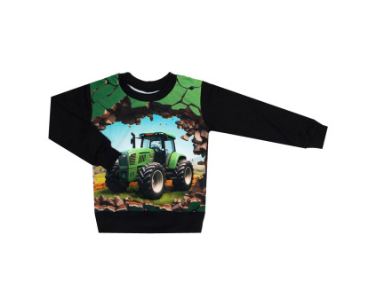 Mikina bez kapuce - Traktory zelené