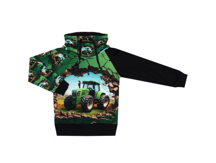 Mikina se stojáčkem  - Traktory zelené