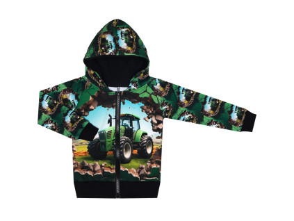 Mikina na zip - Traktory zelené