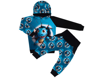 Tepláková souprava - DINO modrý ( kapuca )