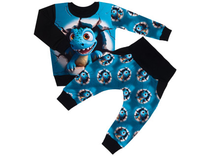 Tepláková souprava - DINO modrý (bez kapuce)