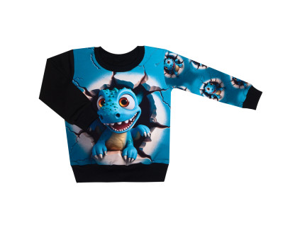 Mikina bez kapuce - DINO modrý