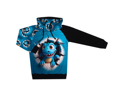 Mikina se stojáčkem  - DINO modrý