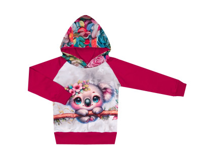 Mikina s kapucí - Kytičky s koalou - skladem