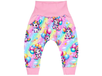 Tepláčky Baggy - Jednorožci párty - skladem