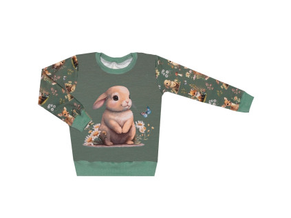 Mikina bez kapuce - Lesní zvířátka - zajíček