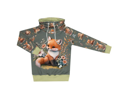 Mikina se stojáčkem  - Lesní zvířátka - lištička