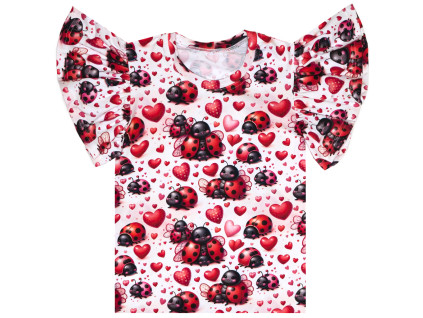 Tričko s volánky - Berušky a srdíčka