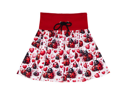 Sukně řasená - Berušky a srdíčka