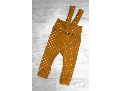 Tepláčky s traky ŽEBRO - puntík medová