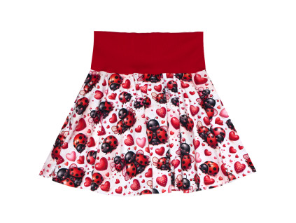 Sukně kolová - Berušky a srdíčka