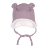 Čepička s oušky zimní VAFLE - Světle fialová s beránkem