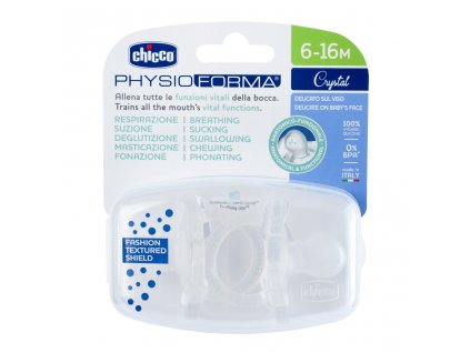 CHICCO Cumlík Physio Luxe celosilikónový 6-12m crystal 2 ks