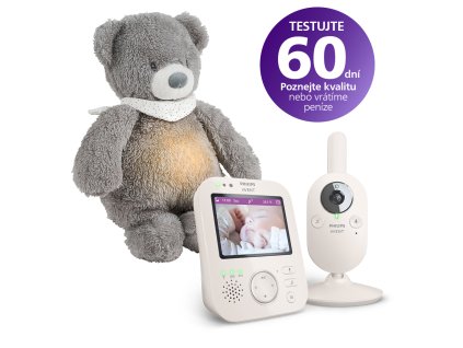 Philips AVENT Pestúnka detská video SCD891/26+NATTOU Uspávačik 4v1 Sleepy Bear Grey 0m+