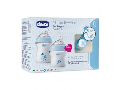 CHICCO Set darčekový Natural Feeling + Air cumlík - chlapec