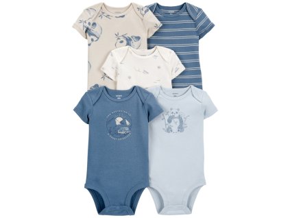 CARTER'S Body krátky rukáv Blue PandaAirplane chlapec 5ks