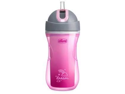CHICCO Hrnček Sport termo so slamkou 266 ml ružový 14m+
